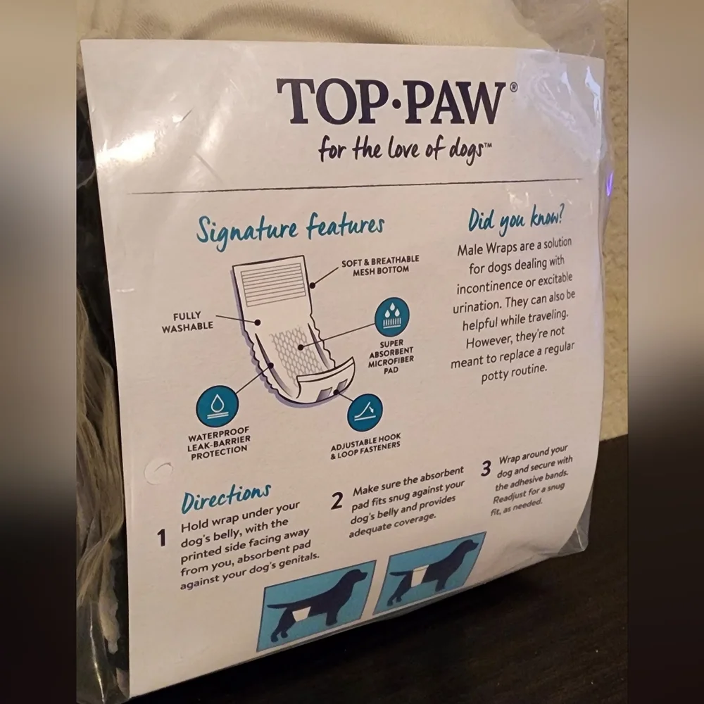 Top Paw Reusable Male Wraps - 3 Count